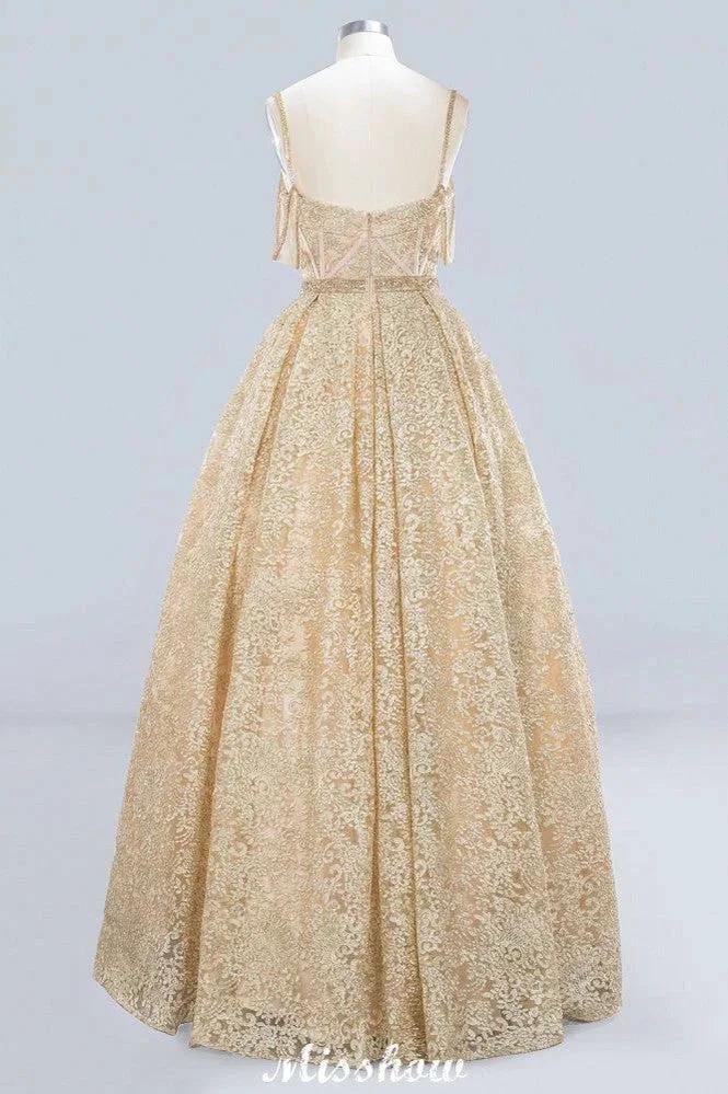 Elegant Tulle Lace Ball Gown Shaghetti Sweetheart Sleevless Wedding Dress (ZD13992) - View 3 | VelvetHem
