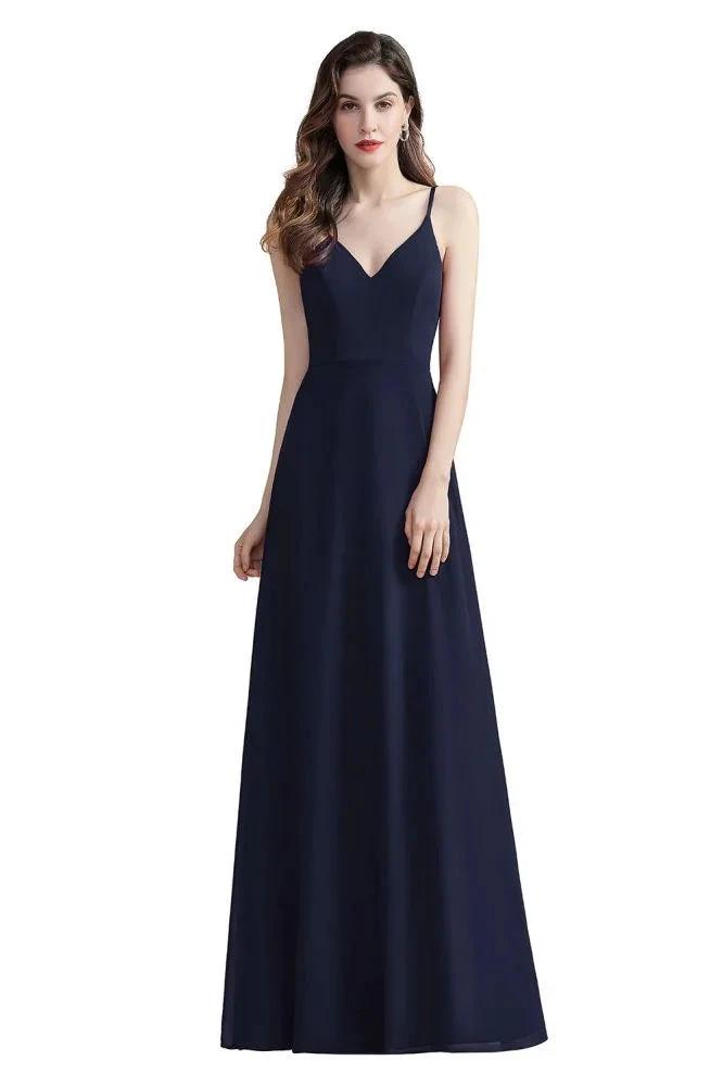 Elegant V-Neck Chiffon Aline Bridesmaid Dress Sleeveless Evening Prom Maxi Dress by misshow.com