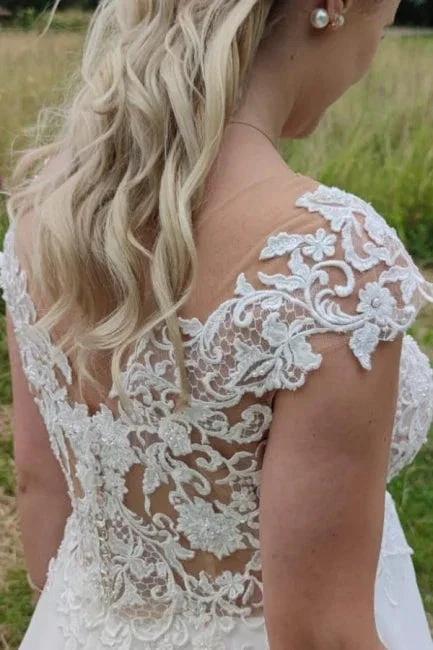 Elegant Wedding Dresses Long Tulle | Wedding dresses with lace (ZD14666) - View 3 | VelvetHem