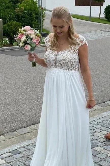 Elegant Wedding Dresses Long Tulle | Wedding dresses with lace (ZD14666)