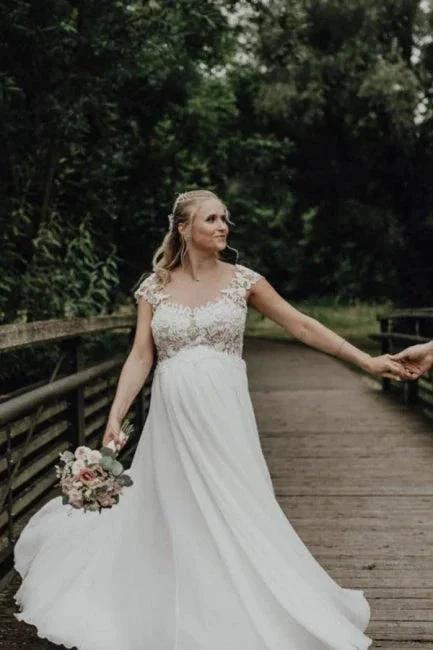Elegant Wedding Dresses Long Tulle | Wedding dresses with lace (ZD14666)