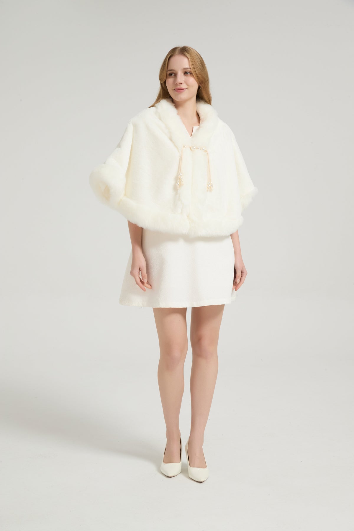 Elegant White Mink Cashmere Outerwear Winter Wedding Wraps