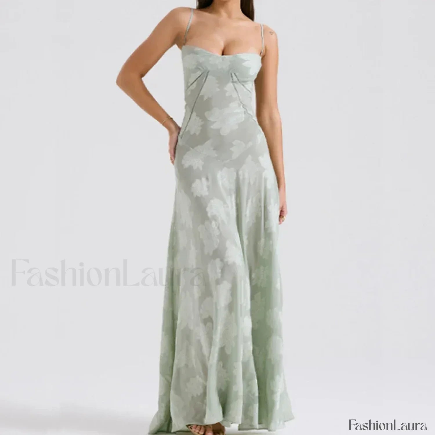 Embroidered Lace Off Shoulder Maxi Dress