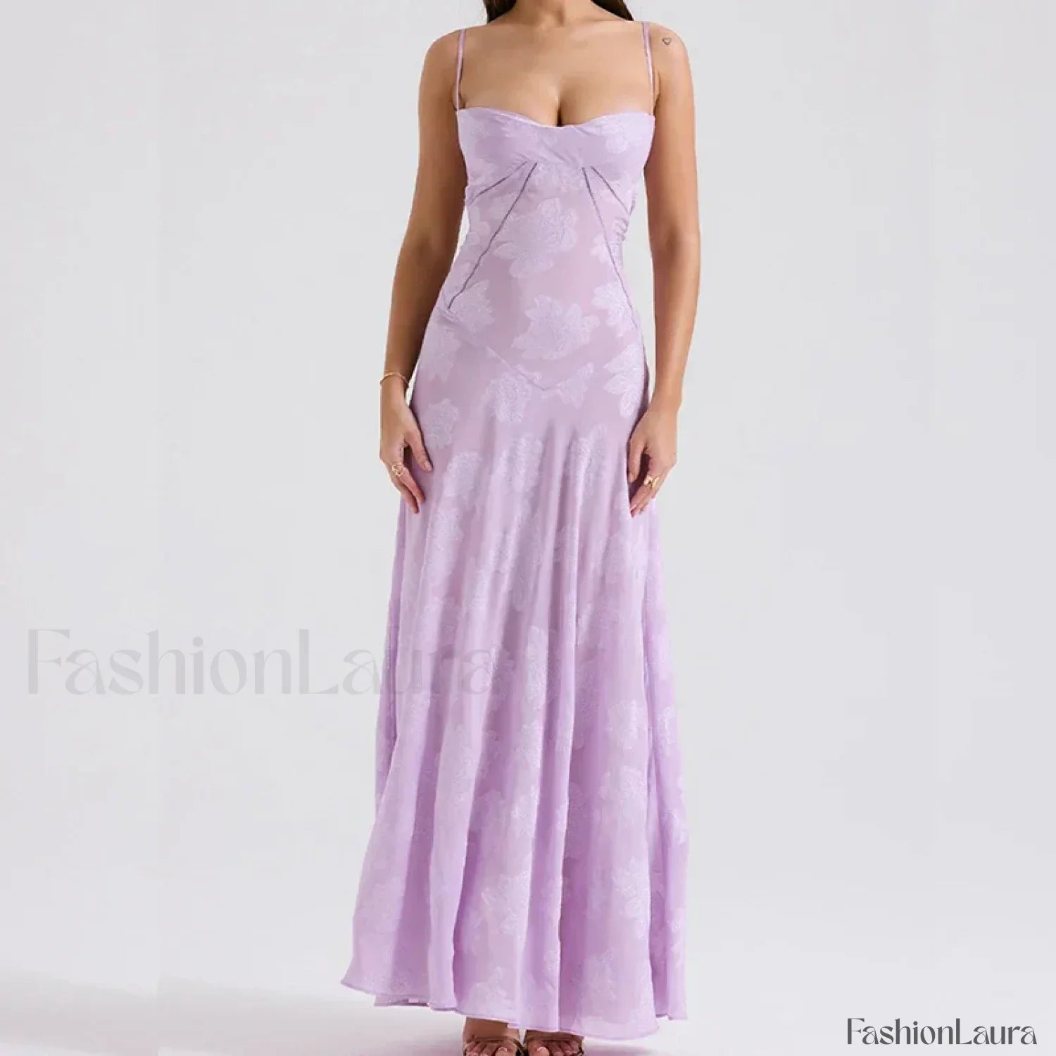 Embroidered Lace Off Shoulder Maxi Dress