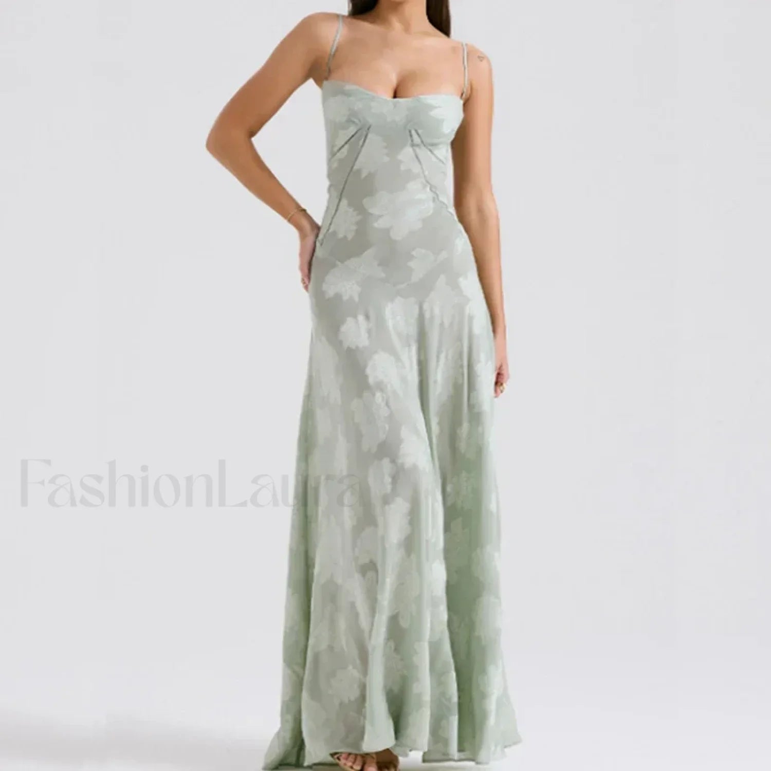 Embroidered Lace Off Shoulder Maxi Dress