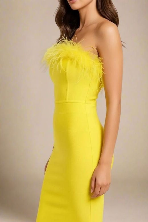 Erin Bandage Dress - Sun Yellow