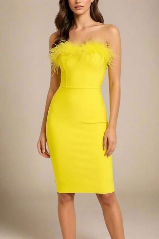 Erin Bandage Dress - Sun Yellow