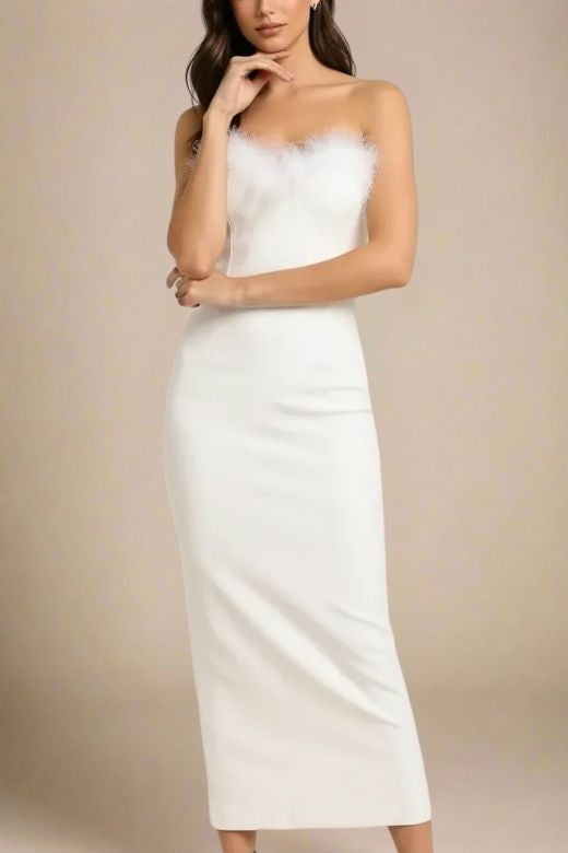 Erin Bandage Maxi Dress - White Pearl