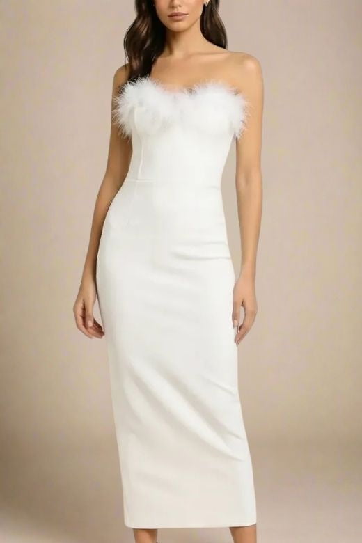 Erin Bandage Maxi Dress - White Pearl