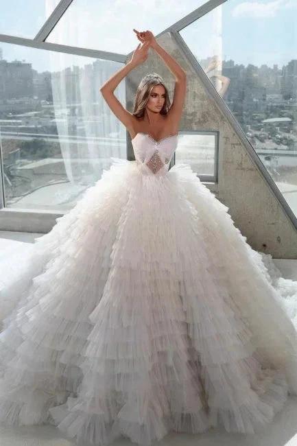Extravagant A-line Princess Sleeveless Wedding Dresses With Crystal (ZD14598)