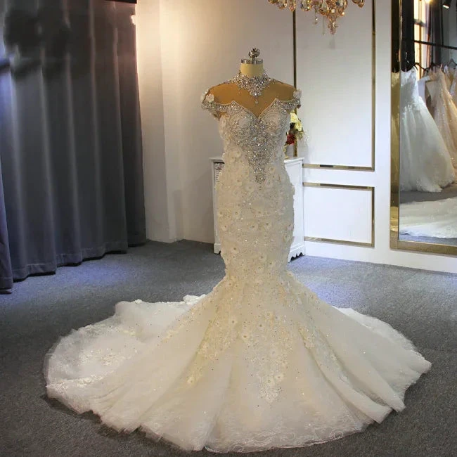 Extravagant wedding dresses mermaid | Wedding dress with lace (ZD13780)