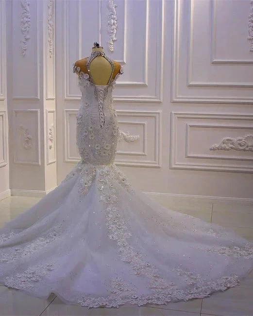 Extravagant wedding dresses mermaid | Wedding dress with lace (ZD13780)