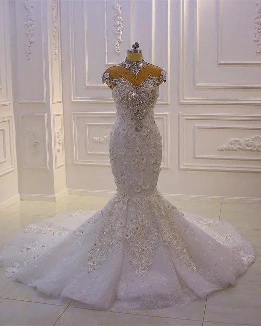 Extravagant wedding dresses mermaid | Wedding dress with lace (ZD13780)