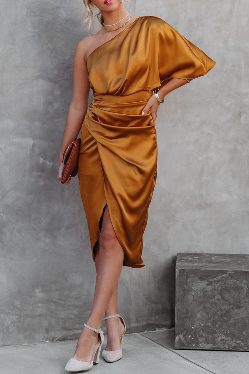 Elegant Solid Fold Oblique Collar Evening Dress Dresses(5 Colors) - View 14 | VelvetHem