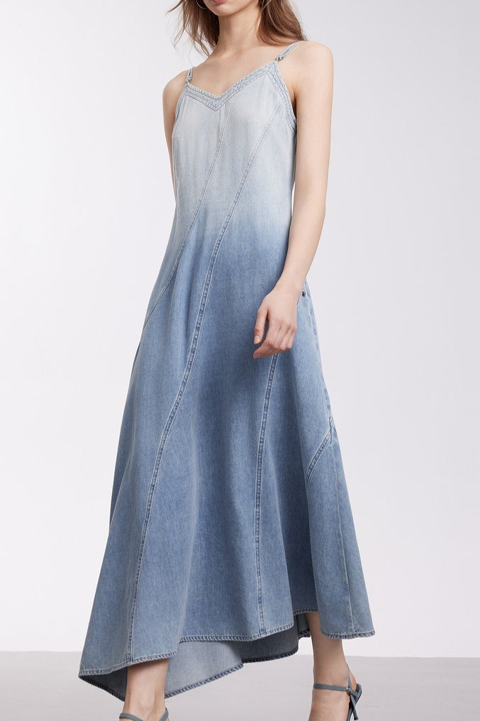 Modern Gradient Cami Denim Dress - View 2 | VelvetHem