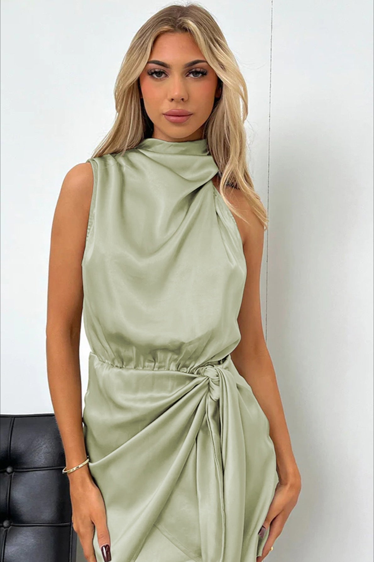 Halter Satin Silk Dress - View 3 | VelvetHem