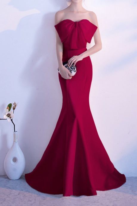 Bow Strapless Mermaid Dress with Relaxed Fit and Comfort Fit Design