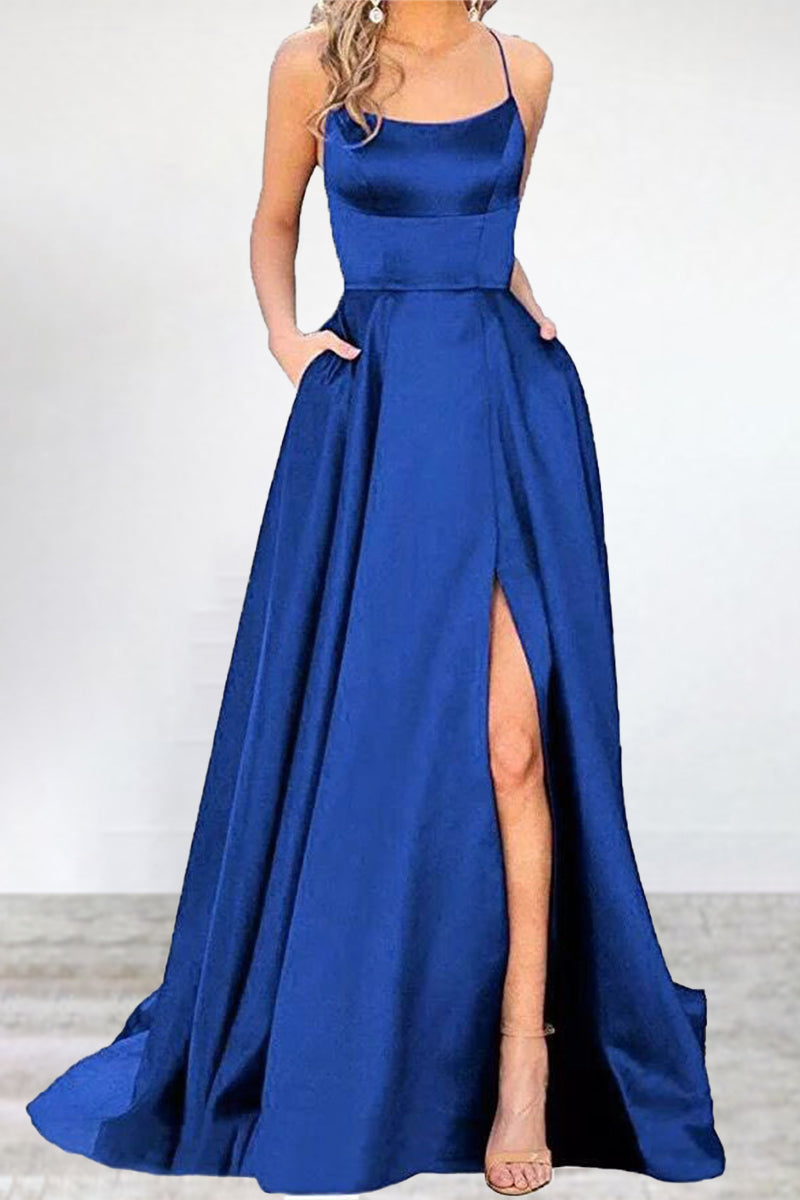 Sexy Formal Solid High Opening U Neck Evening Dress Dresses - View 15 | VelvetHem