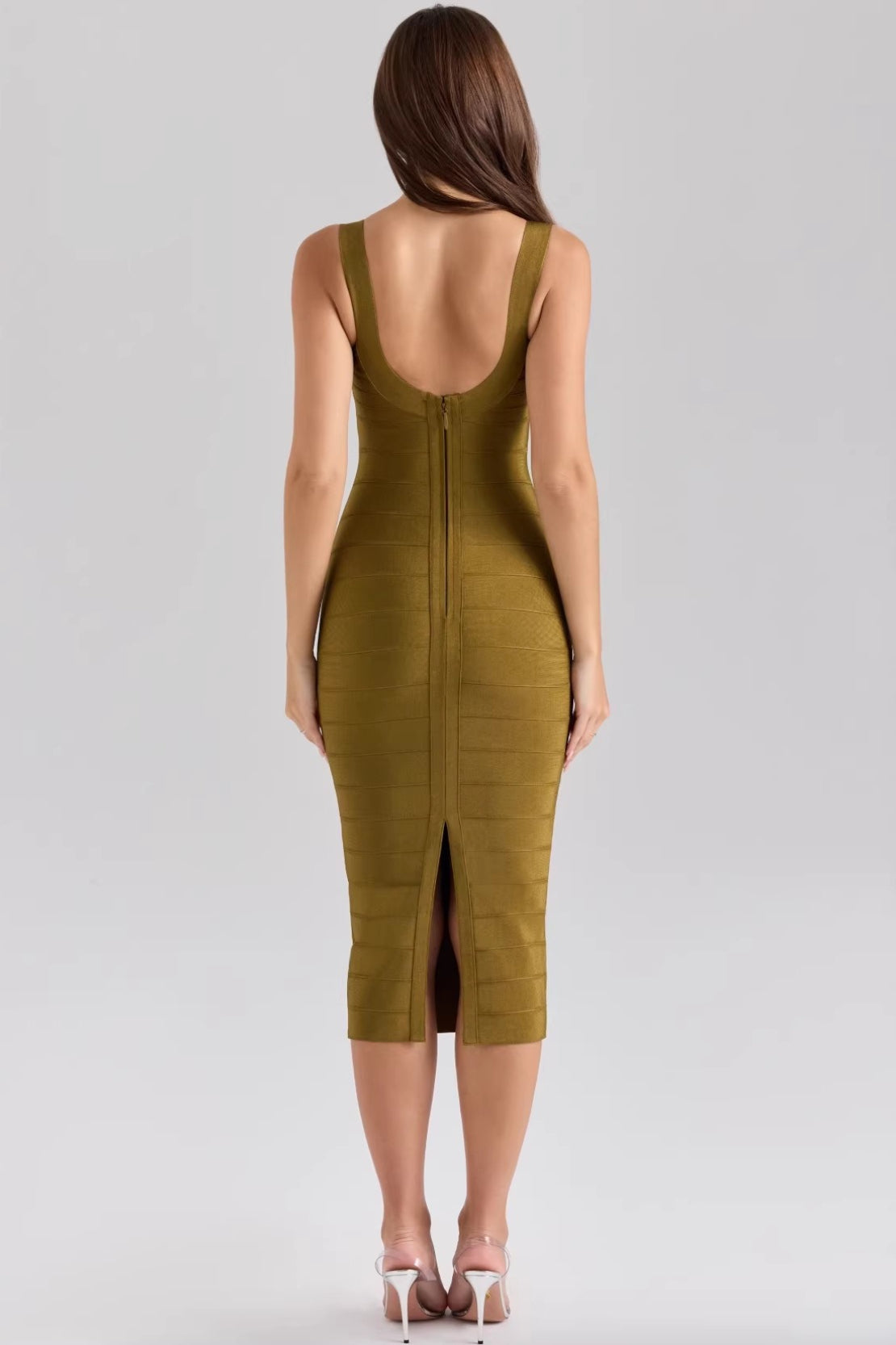 Scoop Neck Stretch Bodycon Formal Dress