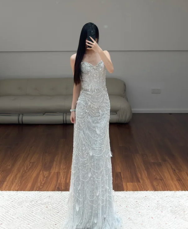 Off The Shoulder Beading Wedding Dress Sparkle Evening Dress Prom Party Dress  fg8631