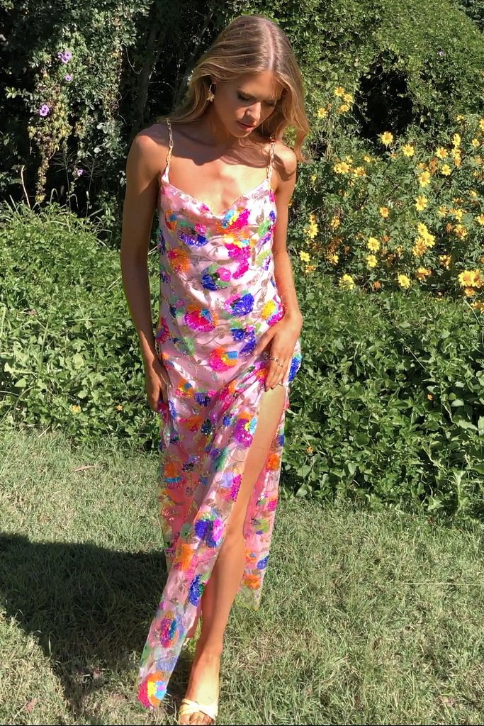 Helene Floral Slit Dress