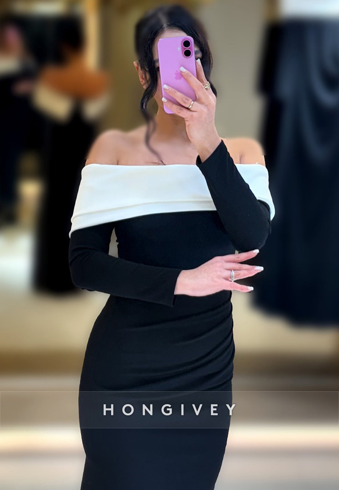 Long Sleeve Floor-Length Sheath Off the Shoulder Satin Pleated Evening Gowns