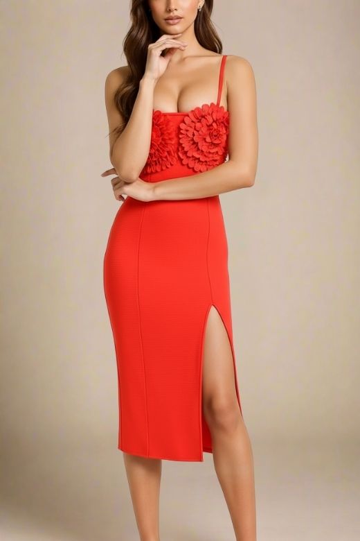 Faye Bandage Midi Dress - Lipstick Red