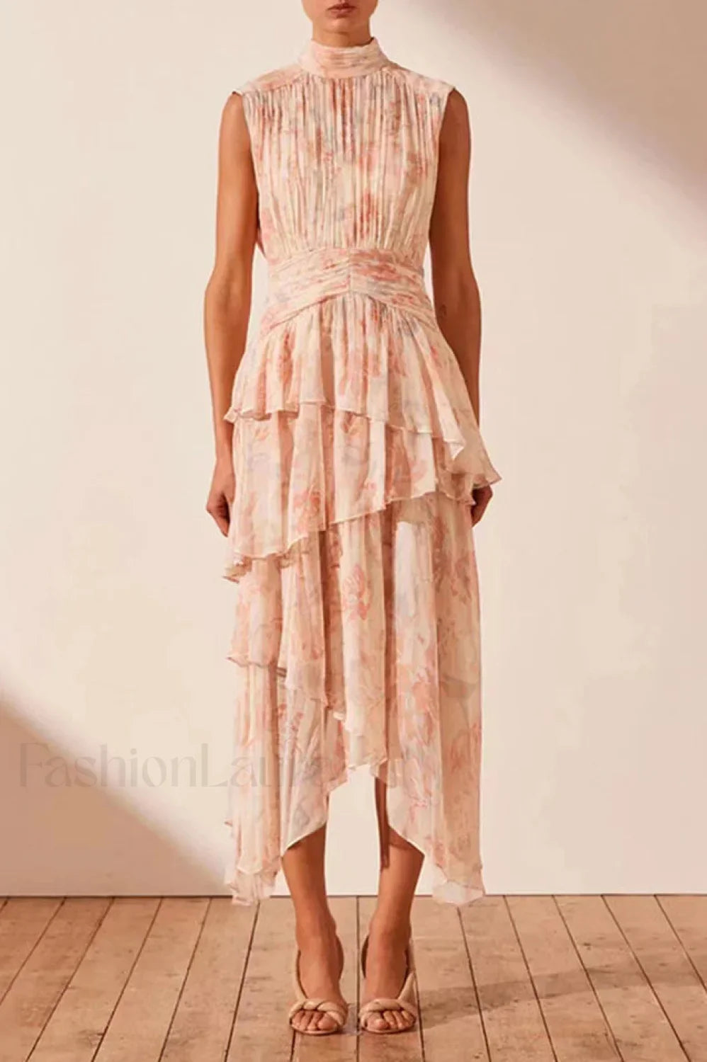 Faye Sleeveless Stylish Ruched Midi Dress