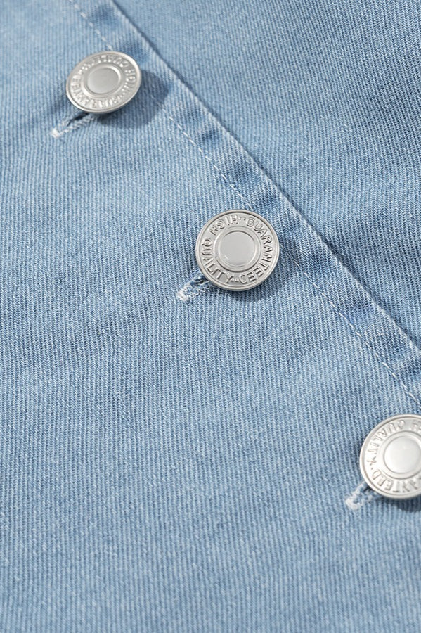 Slim Fit Button-Up Denim Dress - View 5 | VelvetHem