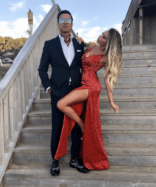 Spaghetti Straps Side Split V-Neck Red Sequins Backless Prom Dress - View 3 | VelvetHem