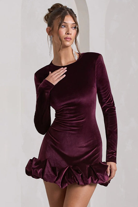 Velvet Ruffle Hem Party Dress - View 2 | VelvetHem