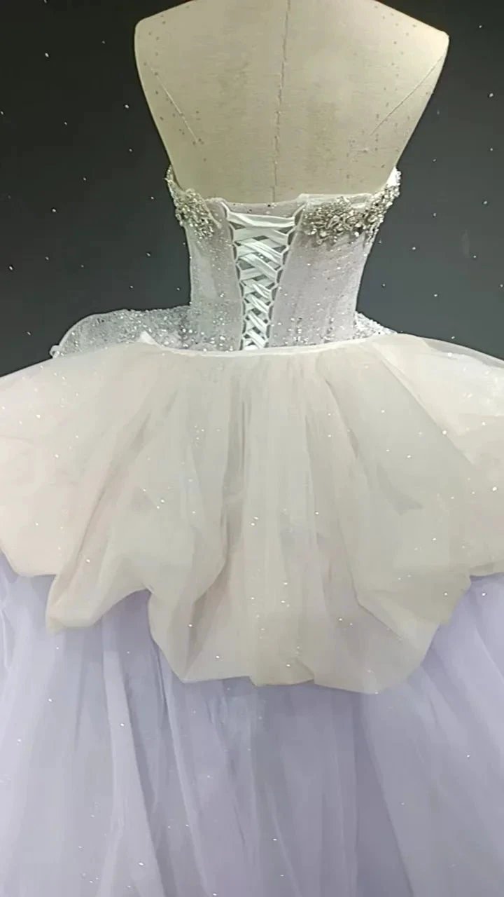 Starry veil feather crystal embellished flower bud dress (ZD16771)