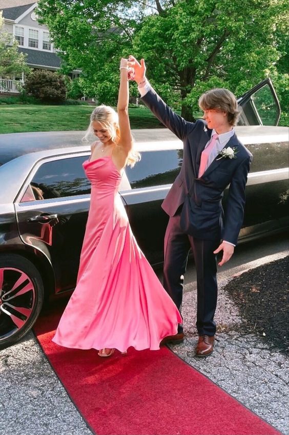 Simple Pink Long Prom Dress Formal Dress