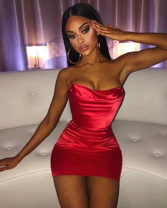Stylish Sheath Strapless Red Short Homecoming Dress Y15 by simplepromdress