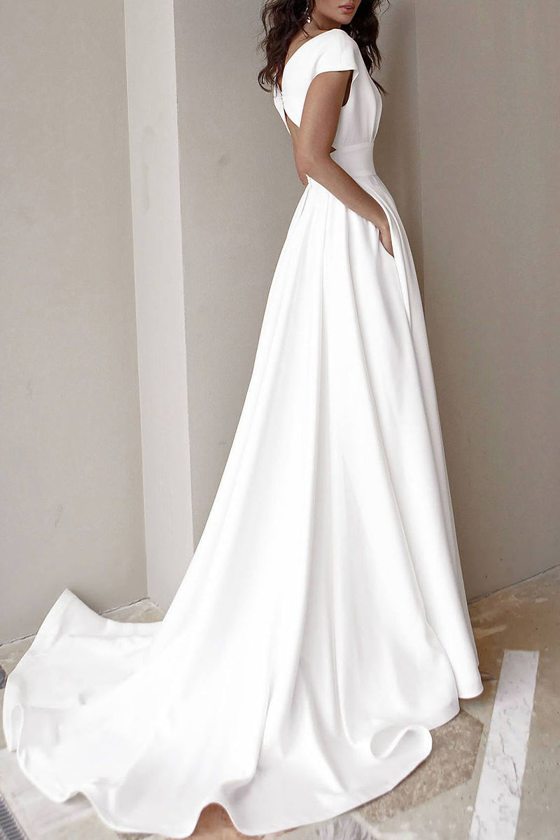 Celebrities Elegant Solid Asymmetrical V Neck Evening Dress Dresses(3 Colors) - View 4 | VelvetHem