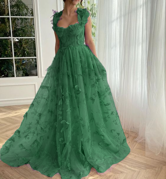 Butterfly Purple Prom Gown, Elegant Long Prom Dresses