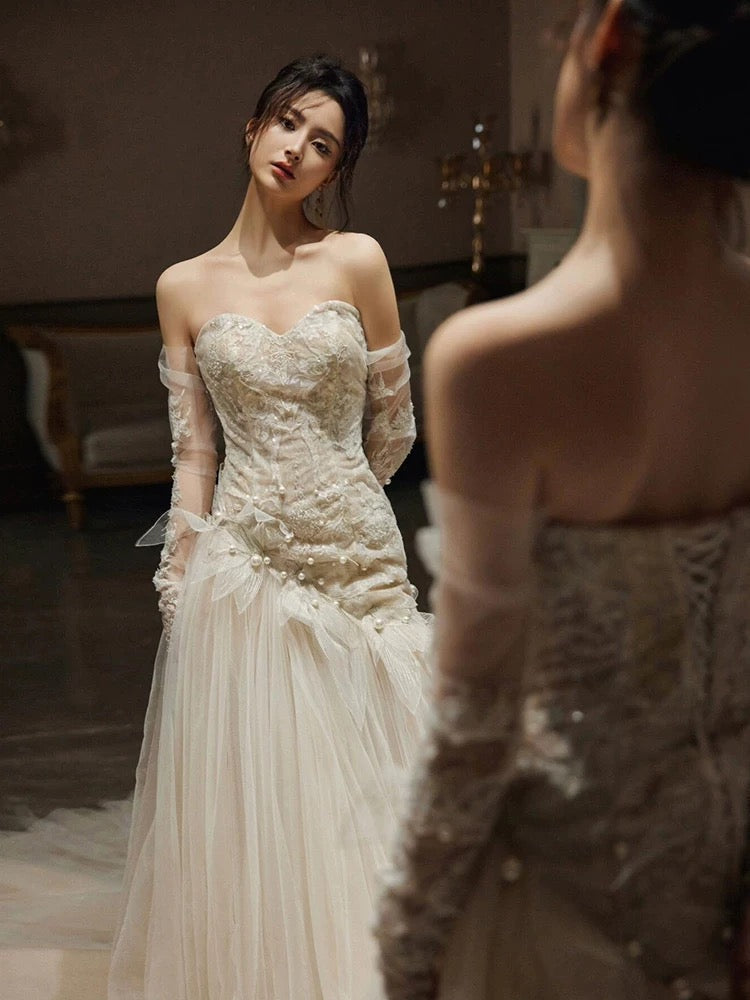 Sexy Mermaid Long Wedding Dress Evening Party Dresses - View 5 | FashionDia