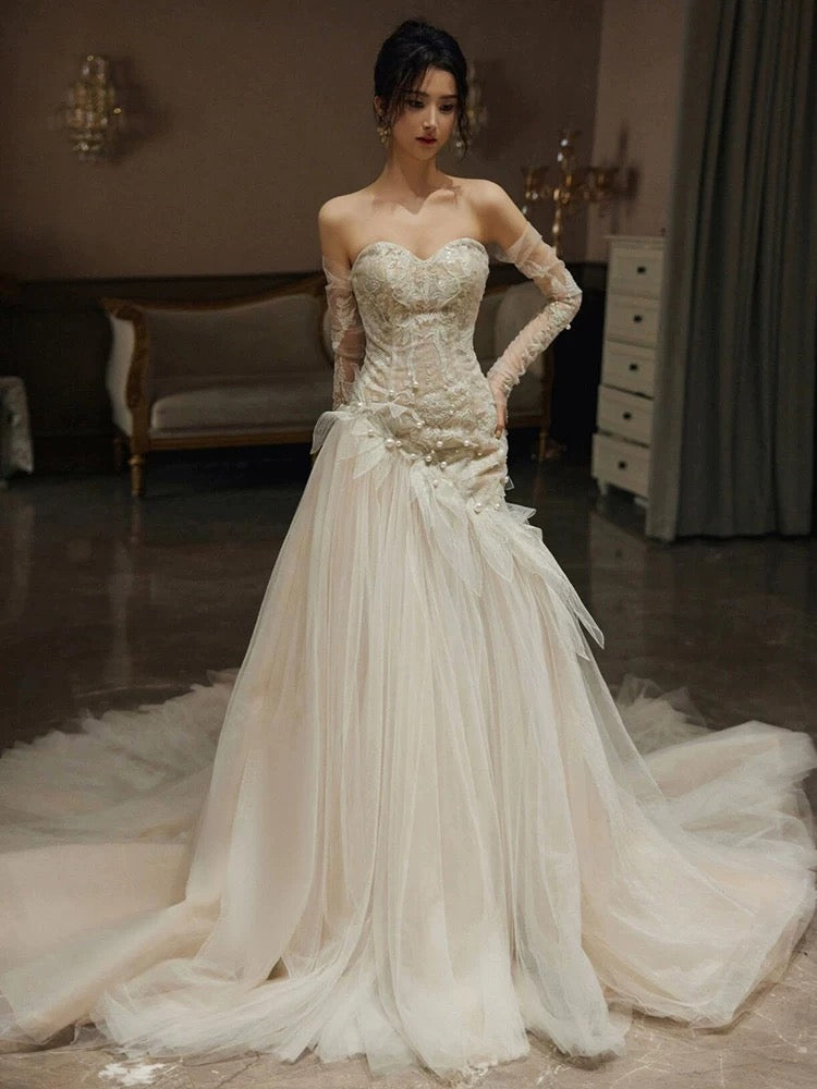 Sexy Mermaid Long Wedding Dress Evening Party Dresses - View 7 | FashionDia
