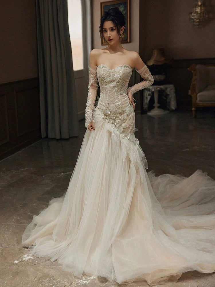 Sexy Mermaid Long Wedding Dress Evening Party Dresses - View 8 | FashionDia