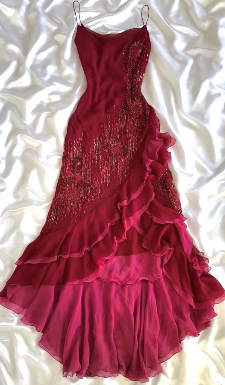 Red Vintage Dress Long Prom Dress Classy Red Outfit Ideas - FashionDia