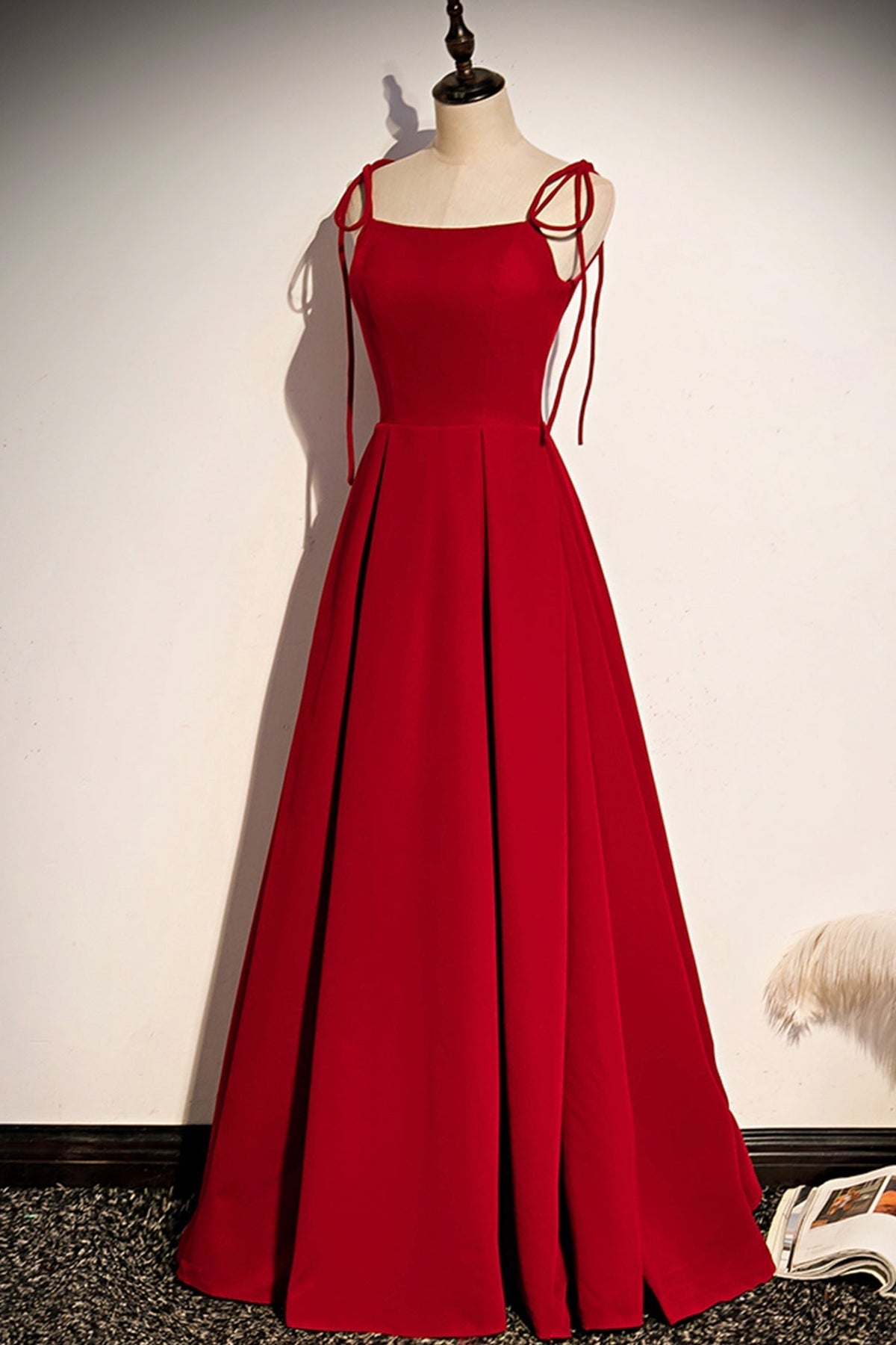 Simple velvet long A line prom dress evening dress s70 - View 2 | VelvetHem