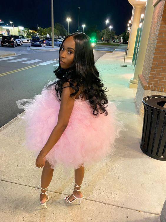 Pink Tulle Birthday Outfit Short Homecoming Dress (ZD12549)