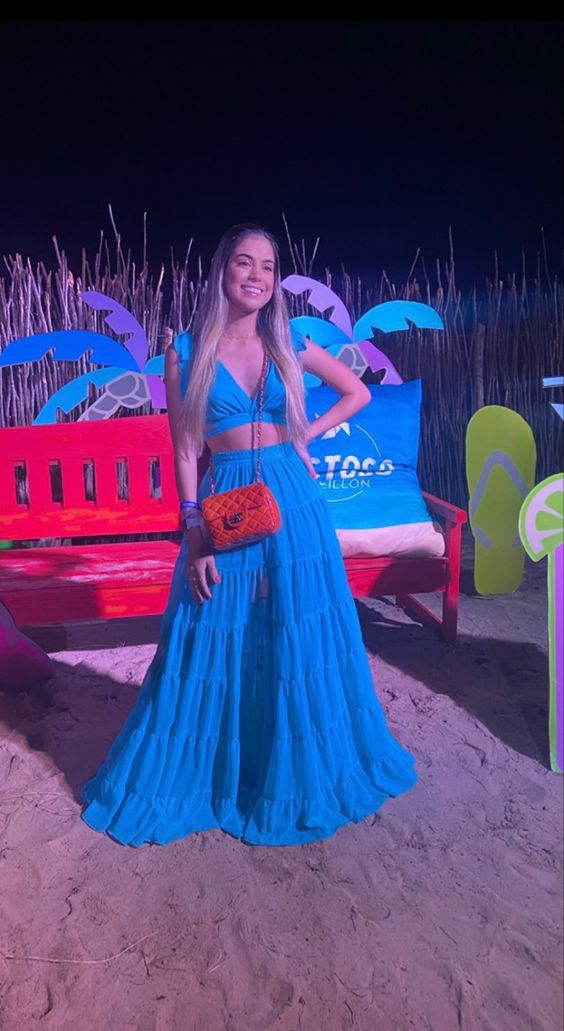 Charming Two Piece Blue Evening Dress,Sexy Blue Beach Dress Y1327 - View 2 | VelvetHem