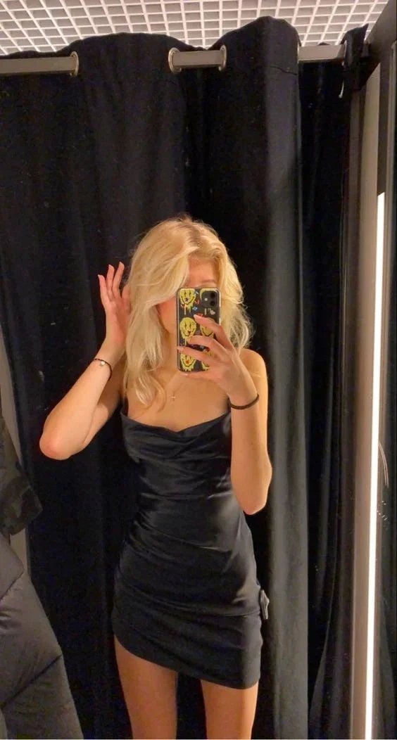 Women's Sexy Spaghetti Strap Elegant Round Neck Short Dress Black Short Homecoming Dress (ZD12479)