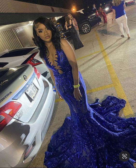 Royal Blue Mermaid Long Prom Dress With Train Sexy Evening Dresses Y1628 - View 2 | VelvetHem