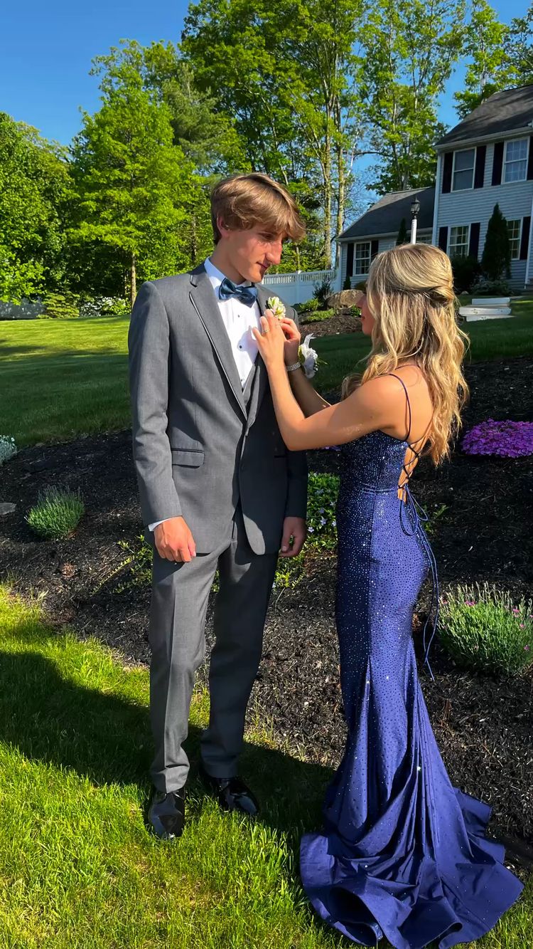 Charming Mermaid Navy Blue Long Prom Dresses,Lace-up Back Evening Dress Y1618 - View 2 | VelvetHem