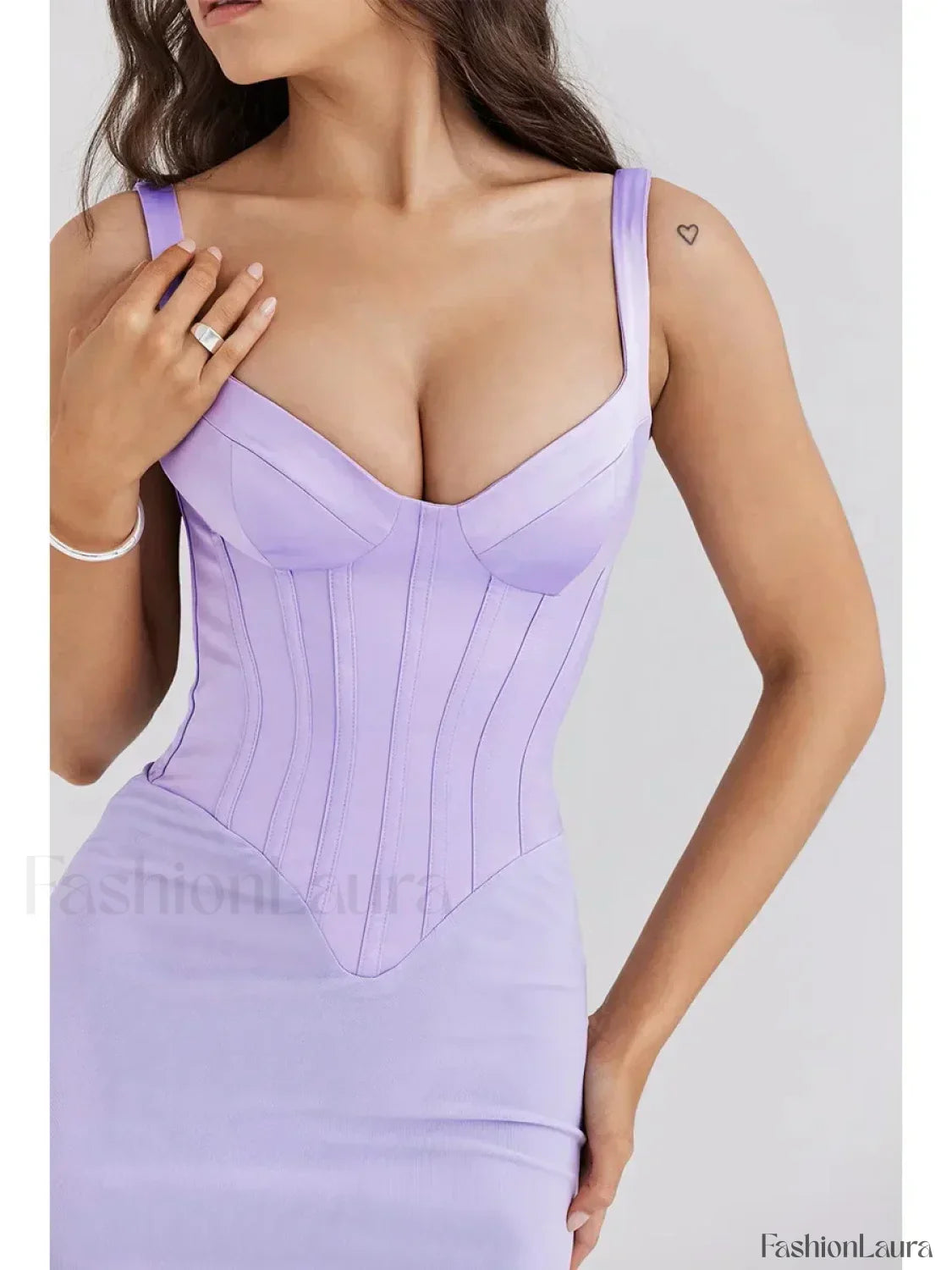 Fishbone Slit Suspender Maxi Dress