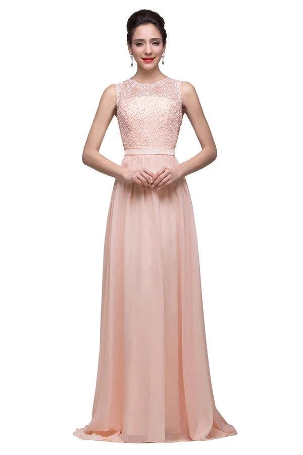 Floor-length A-line Crew Sash Chiffon Appliques Bridesmaid Dresses (ZD13086)