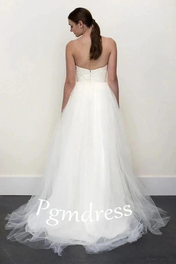 Floor Length A-line Off-the-shoulder Backless Chiffon Wedding Dress (ZD15465)