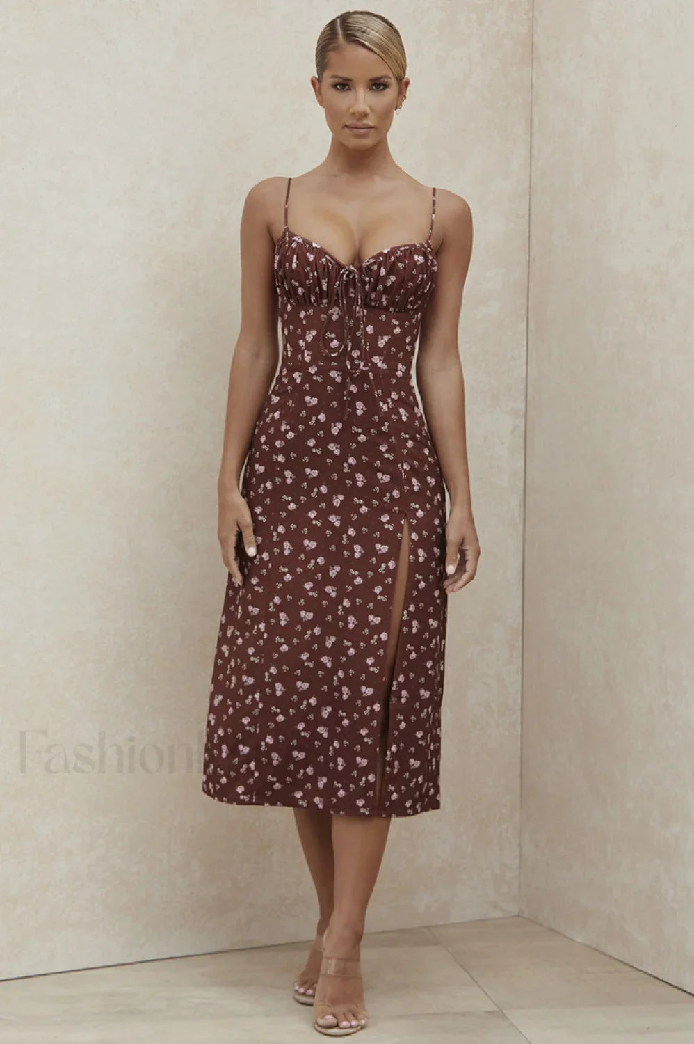 Floral Bustier Stylish Midi Dress